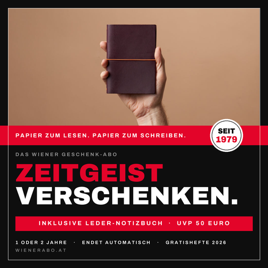 WIENER Geschenk-Abo mit Paper Republic Leder-Notizbuch – Zeitgeist verschenken